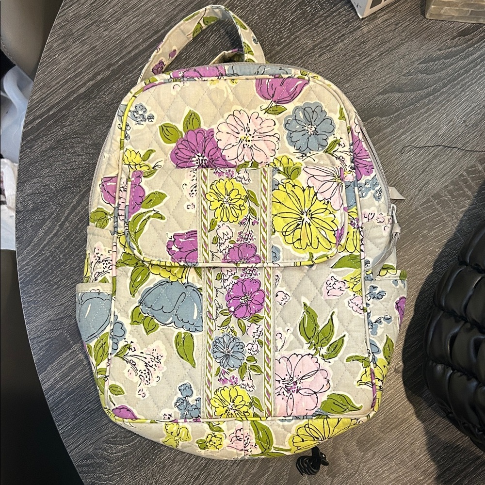 Vera Bradley Floral Quilted Mini Backpack in Yellow, Purple, Blue, Green